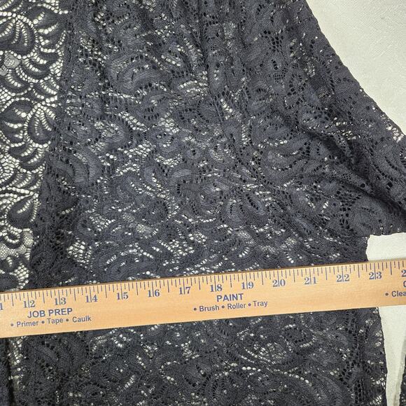 Blashe Sheer Lace Long Cardigan Duster sz 3X Black Witchy Whimsigoth Open Front - Picture 10 of 14